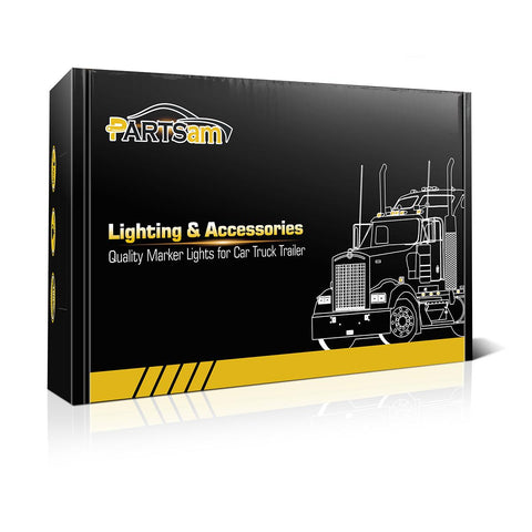 Image of Partsam 5pcs Smoke Lens Yellow 6 LED Top Cab Marker Roof Running Lights Lamps Assembly Replacement for Freightliner Cascadia Heavy Duty Truck Cab Lights