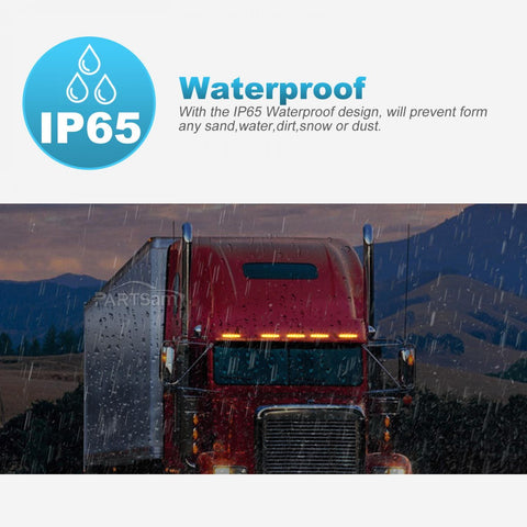 Image of Partsam 5pcs Smoke Lens Yellow 6 LED Top Cab Marker Roof Running Lights Lamps Assembly Replacement for Freightliner Cascadia Heavy Duty Truck Cab Lights