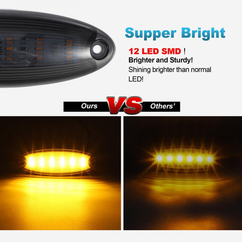 Image of Partsam 5pcs Smoke Lens Yellow 6 LED Top Cab Marker Roof Running Lights Lamps Assembly Replacement for Freightliner Cascadia Heavy Duty Truck Cab Lights