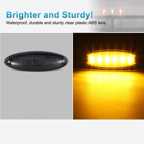 Image of Partsam 5pcs Smoke Lens Yellow 6 LED Top Cab Marker Roof Running Lights Lamps Assembly Replacement for Freightliner Cascadia Heavy Duty Truck Cab Lights