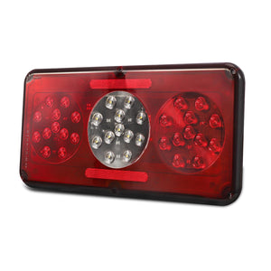 Partsam 2Pcs Rectangle LED Trailer Camper RV Triple Tail Lights Stop Turn Tail Backup Reverse Lights Taillights Vertical and Horizontal Mount - Red and White