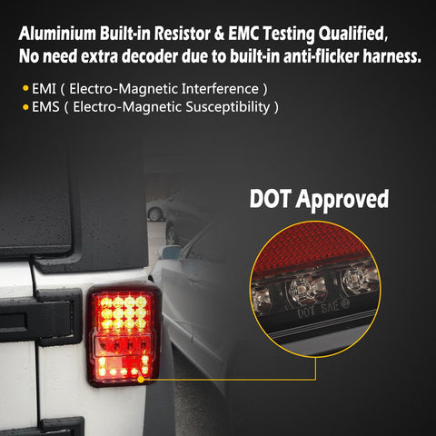 Image of Partsam Pair 4D Jee p LED Tail Lights Assembly DOT Approved, Compatible with Wrangler JK JKU 2007-2018, High Intensity Rear Tail lights w/Parking Light, Brake Turn Signal Reverse Light (Clear Lens)