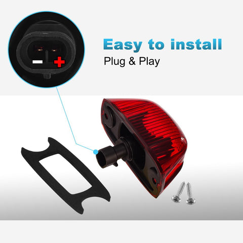 Image of Partsam 1pcs Rear Cab Marker Roof Light Rear Roof Mounted Cab Light Lamp Top Clearance Light Reflective Lights Assembly Compatible With Ram Promaster Vans 2014 2015 2016 2017 2018(Red Len/Red Light)