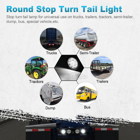 Image of Partsam 2PCS 4inch Waterproof Backup Reverse Light Flange Mount 12 LED Truck Trailer RV White