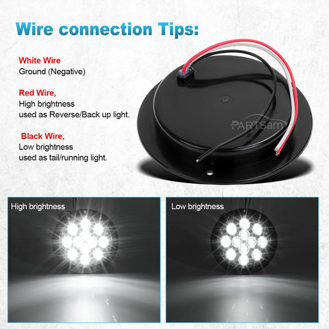 Image of Partsam 2PCS 4inch Waterproof Backup Reverse Light Flange Mount 12 LED Truck Trailer RV White