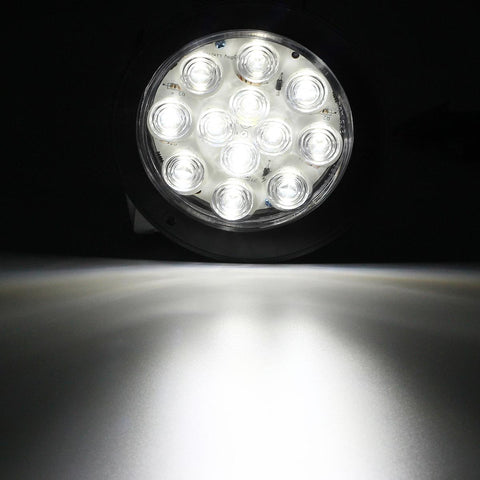 Image of Partsam 2PCS 4inch Waterproof Backup Reverse Light Flange Mount 12 LED Truck Trailer RV White