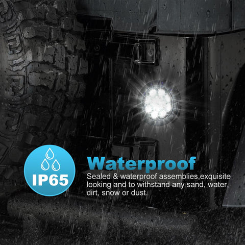 Image of Partsam 2PCS 4inch Waterproof Backup Reverse Light Flange Mount 12 LED Truck Trailer RV White