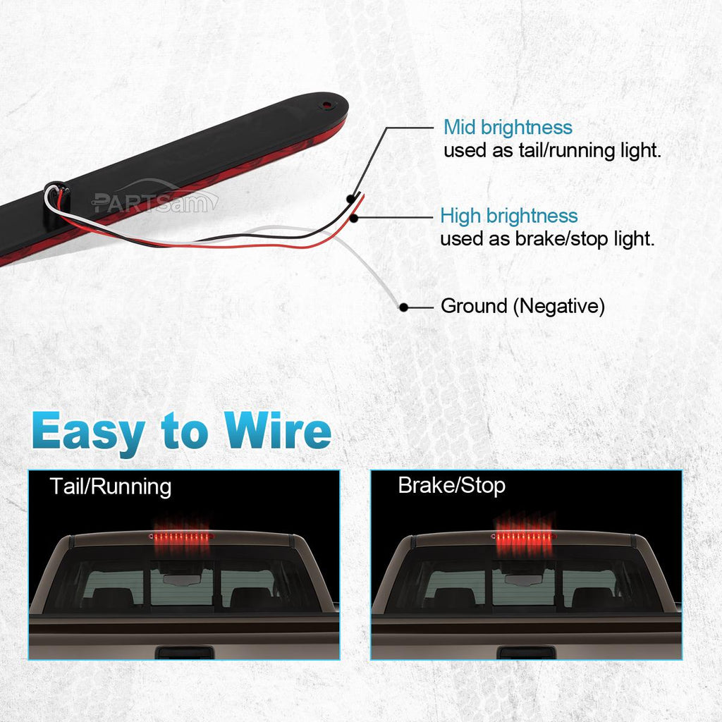 Partsam 4pcs Red 15inch Inch Sealed 11 LED Third Brake Light Bar Stop Turn Signal Tail 3rd Brake Light ID Bar Truck Trailer RV Camper Waterproof