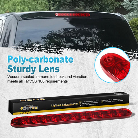 Image of Partsam 4pcs Red 15inch Inch Sealed 11 LED Third Brake Light Bar Stop Turn Signal Tail 3rd Brake Light ID Bar Truck Trailer RV Camper Waterproof