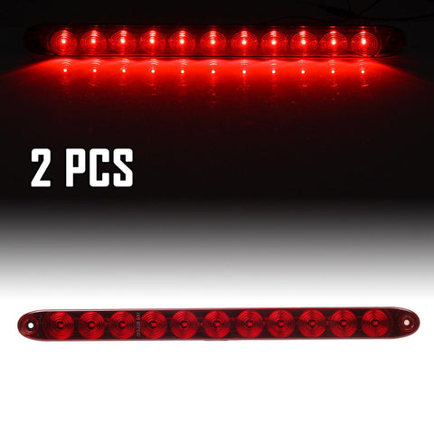 Image of Partsam 2PCS Red 15inch 11 LED Trailer Light Bar Sealed Stop Turn Tail Park Third 3rd Brake Light Truck Trailer Marker ID Bar Waterproof