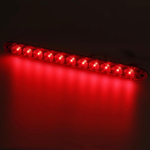 Image of Partsam 2PCS Red 15inch 11 LED Trailer Light Bar Sealed Stop Turn Tail Park Third 3rd Brake Light Truck Trailer Marker ID Bar Waterproof