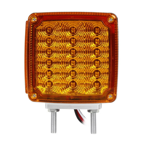 Image of Partsam 2x Truck Trailer Square Double Face Pedestal Stop Turn Tail Light Amber / Red 39 LED for Trucks