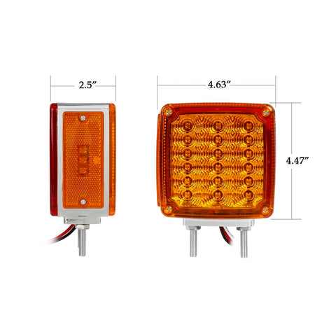 Image of Partsam 2x Truck Trailer Square Double Face Pedestal Stop Turn Tail Light Amber / Red 39 LED for Trucks