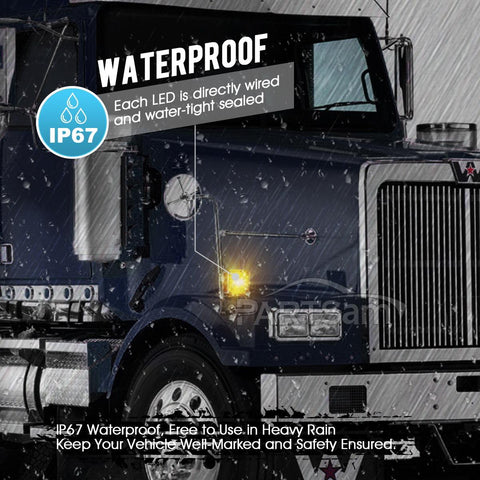 Image of Partsam 2x Truck Trailer Square Double Face Pedestal Stop Turn Tail Light Amber / Red 39 LED for Trucks