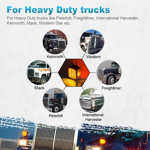 Image of Partsam 2x Truck Trailer Square Double Face Pedestal Stop Turn Tail Light Amber / Red 39 LED for Trucks