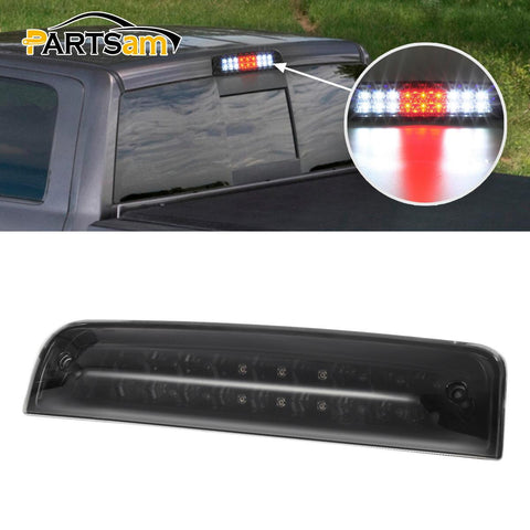 Image of Partsam High Mount 3rd Third Brake Light Replacement For Dodge Ram 2009-2017 1500 2500 3500 Red/White 27 LED Rear Cab Roof Center Mount Tail Cargo Lights Lamps Smoke Lens Black Housing Waterproof