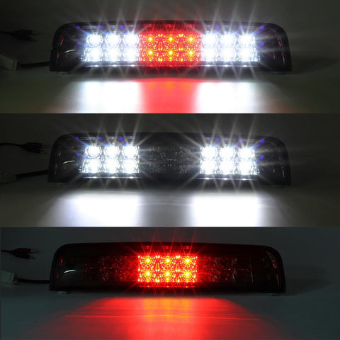 Image of Partsam High Mount 3rd Third Brake Light Replacement For Dodge Ram 2009-2017 1500 2500 3500 Red/White 27 LED Rear Cab Roof Center Mount Tail Cargo Lights Lamps Smoke Lens Black Housing Waterproof