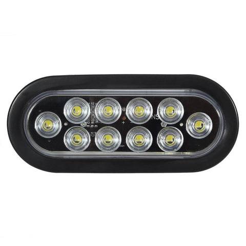 Image of Partsam 2Pcs 6 Inch Oval White Led Trailer Lights 10 Diodes Clear Lens Grommet and Pigtails Submersible 12V Sealed for RV Trucks, 6 Oval led Reverse Lights, 6 Oval led Back up Lights