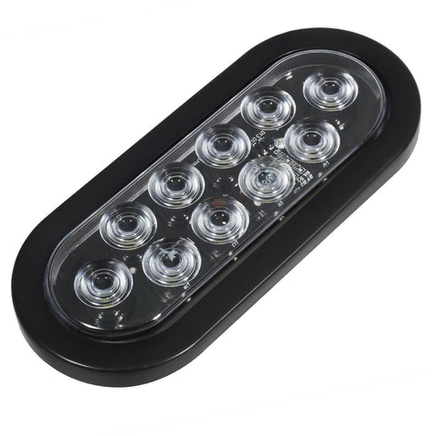 Image of Partsam 2Pcs 6 Inch Oval White Led Trailer Lights 10 Diodes Clear Lens Grommet and Pigtails Submersible 12V Sealed for RV Trucks, 6 Oval led Reverse Lights, 6 Oval led Back up Lights