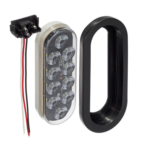 Image of Partsam 2Pcs 6 Inch Oval White Led Trailer Lights 10 Diodes Clear Lens Grommet and Pigtails Submersible 12V Sealed for RV Trucks, 6 Oval led Reverse Lights, 6 Oval led Back up Lights