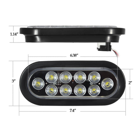 Image of Partsam 2Pcs 6 Inch Oval White Led Trailer Lights 10 Diodes Clear Lens Grommet and Pigtails Submersible 12V Sealed for RV Trucks, 6 Oval led Reverse Lights, 6 Oval led Back up Lights