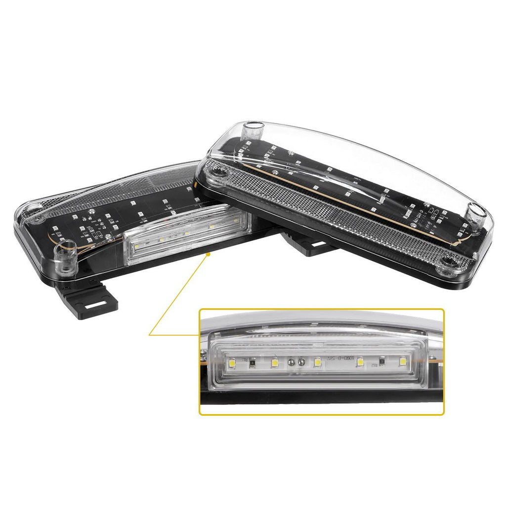 Partsam Red LED RV Camper Trailer Stop Turn Brake Tail Lights/License Plate Light Holder Bracket Surface Mount Led Low Profile Combination RV Tail Lights Clear Lens - Black Base