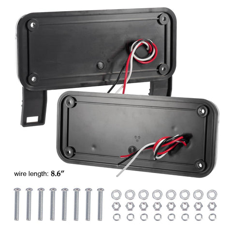 Image of Partsam Red LED RV Camper Trailer Stop Turn Brake Tail Lights/License Plate Light Holder Bracket Surface Mount Led Low Profile Combination RV Tail Lights Clear Lens - Black Base