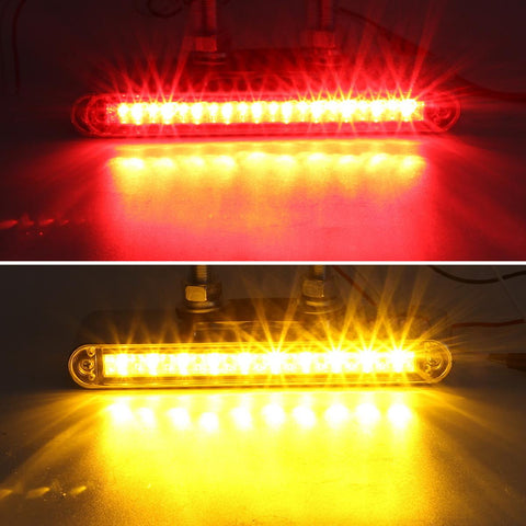 Image of Partsam 2Pcs 6.5inch Double Face Truck Semi Trailer Light Bars 10LED Red/Amber Clear Lens Waterproof with Double Studs Sealed Dual Face Led Turn Signal Stop Tail Marker Lights 12V