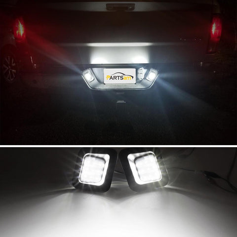 Image of Partsam Full Led License Plate Lights Lamp Assembly Smoke Black Housing Compatible with Dodge Ram 1500 2500 3500 2003-2018 Pickup Truck Rear Step Bumper Replacement, Pack of 2