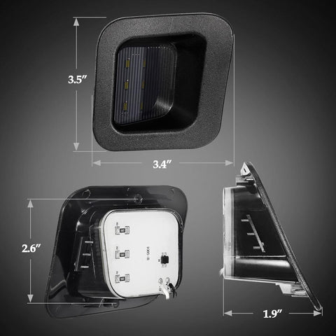 Image of Partsam Full Led License Plate Lights Lamp Assembly Smoke Black Housing Compatible with Dodge Ram 1500 2500 3500 2003-2018 Pickup Truck Rear Step Bumper Replacement, Pack of 2