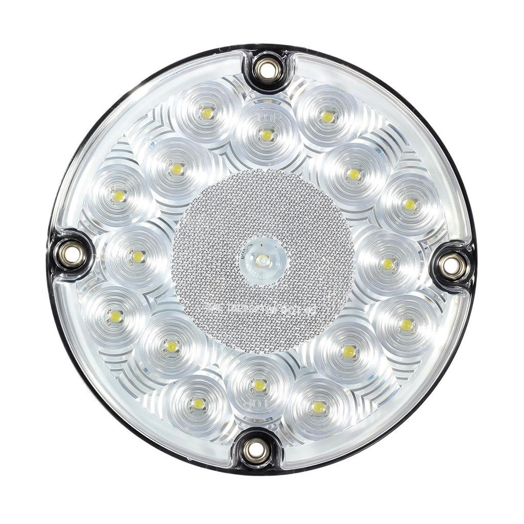 Partsam 2Pcs 7inch Round White LED Backup Lights 17 LED Marker Clearance Running Lights Surface Mount for Transit Vehicles Bus Truck Trailers