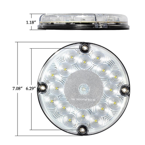 Image of Partsam 2Pcs 7inch Round White LED Backup Lights 17 LED Marker Clearance Running Lights Surface Mount for Transit Vehicles Bus Truck Trailers