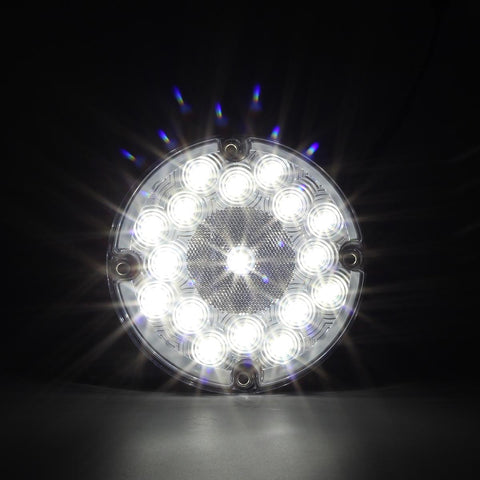 Image of Partsam 2Pcs 7inch Round White LED Backup Lights 17 LED Marker Clearance Running Lights Surface Mount for Transit Vehicles Bus Truck Trailers