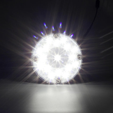 Image of Partsam 2Pcs 7inch Round White LED Backup Lights 17 LED Marker Clearance Running Lights Surface Mount for Transit Vehicles Bus Truck Trailers