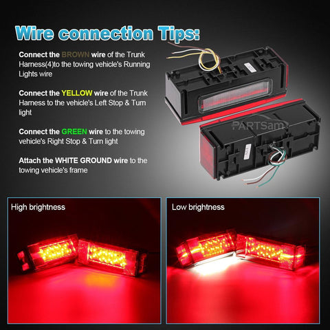 Image of Partsam 2Pcs 6.5inch Red / Amber LED Combo Double Face Truck Semi Trailer Light Bars 10LED Waterproof with Double Studs Sealed Truck Trailer Led Pedestal Turn Signal Stop Tail Marker Clearance Lights 12V