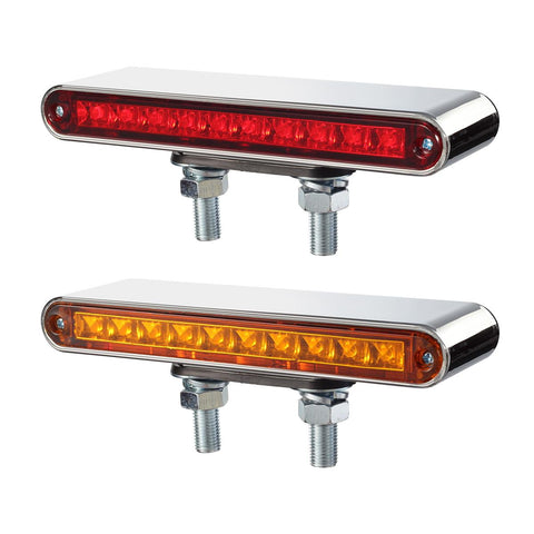 Image of Partsam 2Pcs 6.5inch Red / Amber LED Combo Double Face Truck Semi Trailer Light Bars 10LED Waterproof with Double Studs Sealed Truck Trailer Led Pedestal Turn Signal Stop Tail Marker Clearance Lights 12V