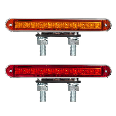 Image of Partsam 2Pcs 6.5inch Red / Amber LED Combo Double Face Truck Semi Trailer Light Bars 10LED Waterproof with Double Studs Sealed Truck Trailer Led Pedestal Turn Signal Stop Tail Marker Clearance Lights 12V