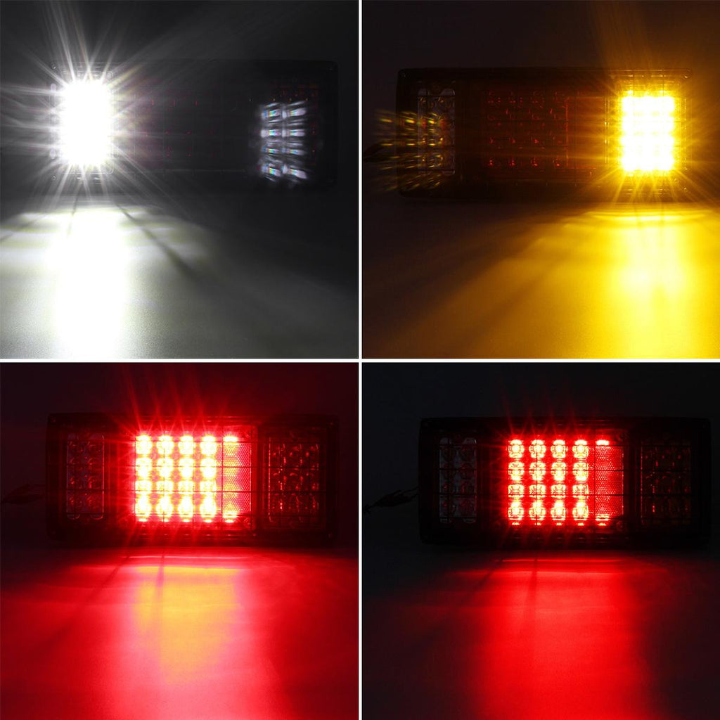 Partsam 2Pcs LED Truck Trailer Tail Lights Bar Kit 40 LED w Iron Net Protection Replacement for W Series / Compatible with Isuzu Elf Truck NPR NPR-HD NKR NHR NRR FSR FRR 1984- Taillight Assembly