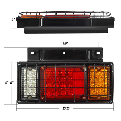 Image of Partsam 2Pcs LED Truck Trailer Tail Lights Bar Kit 40 LED w Iron Net Protection Replacement for W Series / Compatible with Isuzu Elf Truck NPR NPR-HD NKR NHR NRR FSR FRR 1984- Taillight Assembly