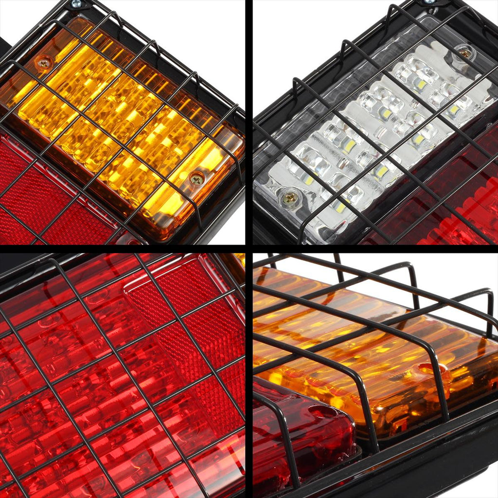 Partsam 2Pcs LED Truck Trailer Tail Lights Bar Kit 40 LED w Iron Net Protection Replacement for W Series / Compatible with Isuzu Elf Truck NPR NPR-HD NKR NHR NRR FSR FRR 1984- Taillight Assembly