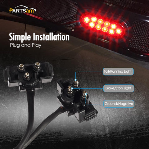 Image of Partsam Red Cargo Carrier Hitch Rack Lights Kit, 2Pcs 6 Inch 10 LED Oval Waterproof Tail Lights with Rubber Grommets, 76inch Wiring Harness, Bike Rack Light