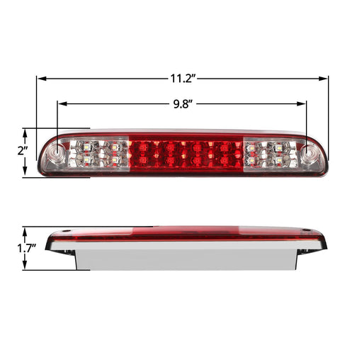 Image of Partsam High Mount Stop Light Third 3rd Brake Light Replacement for F250 F350 F450 F550 Super Duty 1999 to 2016 / Ranger/B series LED Rear Cab Roof Center Mount Brake Stop Tail Cargo Light Lamp (Red)