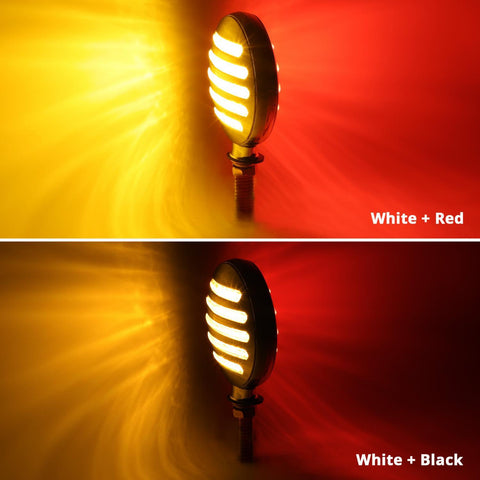 Image of Partsam 2Pcs Flat Line Double Face Led Turn Signal Lights Amber/Red, Flat-line Round Led Pedestal Lights Fender Mount Stop Turn Tail Lights Clear Lens, Single Mount