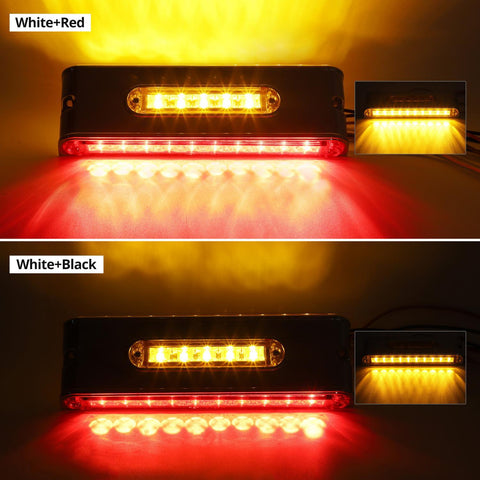 Image of Partsam 2Pcs Chrome 6.5inch Double Face Stop Turn Tail Light Bar with Side Marker Indicator Lights 25 LED, 6-1/2inch Triple Face Led Light Bar Surface Mount, 6.5inch Double Face Auxiliary Light Bar