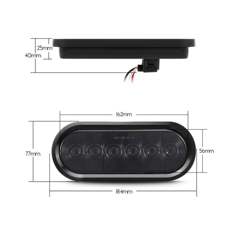 Image of Partsam 6 Inch Oval Red Led Trailer Tail Lights Smoked Sealed Grommet Mount Stop Turn Tail Brake Marker Lights for Trailer Truck RV Grommet and Plugs Included Waterproof 12V (Pack of 6)