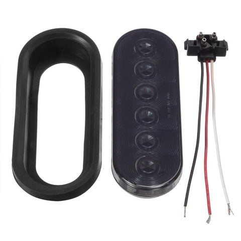 Image of Partsam 6 Inch Oval Red Led Trailer Tail Lights Smoked Sealed Grommet Mount Stop Turn Tail Brake Marker Lights for Trailer Truck RV Grommet and Plugs Included Waterproof 12V (Pack of 6)