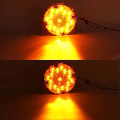Image of Partsam 2Pcs 7inch Round LED Trailer Tail Lights 17 LED Waterproof LED Park Turn Signal Flasher Lights with Waterproof Gaskets for Truck Trailer RV UTE UTV BUS Stepvans 10V-30V