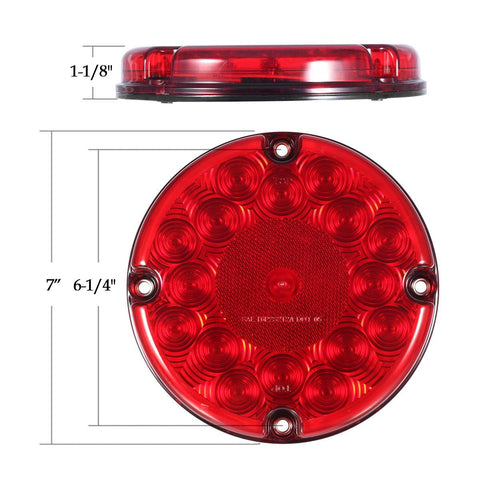 Image of Partsam 4Pcs Red 7inch Round Bus Stop Brake Tail Lights STT 17 LED Sealed LED Stop/Turn/Tail School Bus Light for Trucks Trailers Towing RVs Buses ATVs Utility Vehicles