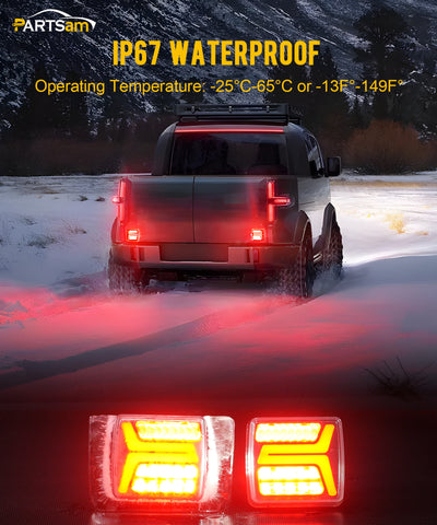 Image of Partsam LED Wireless Trailer Lights Kit Magnetic Towing Tail Lights 58LED Universal Stop Turn Running Light with License Plate Light for Towing Trucks Trailers IP67 Waterproof 10-30V