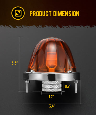 Image of Partsam Amber Glass Lens Watermelon Lights [Patented] LED Side Marker Turn Signal Lights with Stainless Steel Bezel Replacement for Kenworth Peterbilt Freightliner